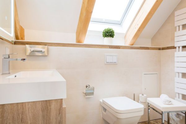 Toilette im Ferienhaus Meeresleuchten im Ostseebad Sellin – Urlaub im Apartment Möwenglück auf Rügen
