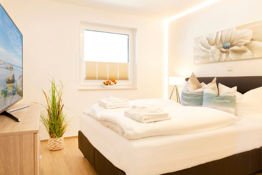 Schlafzimmer im Appartement Lachmöwe vom Ferienhaus Meeresleuchten in Sellin auf Rügen