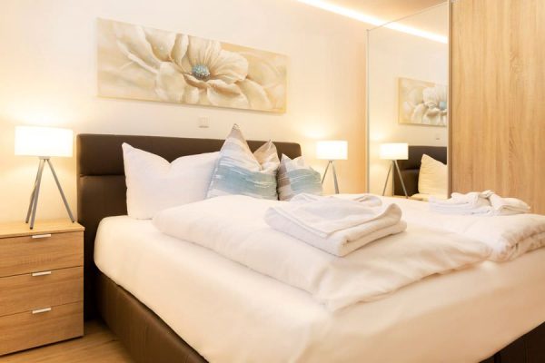 Schlafzimmer der Fewo Lachmöwe im Ferienhaus Meeresleuchten im Ostseebad Sellin auf Rügen